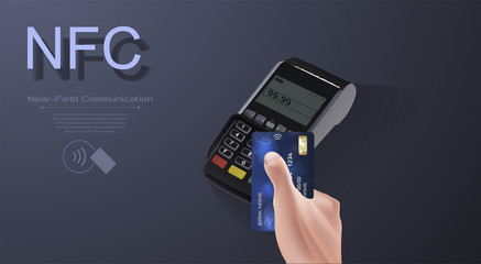 Aufkleber - 	 Contactless wireless pay sign logo. NFC technology contact less credit card.