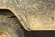 A Car In The Mud, After A Trip Off-road, Close-up