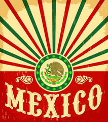 Mexico vintage patriotic poster vector design, mexican holiday decoration