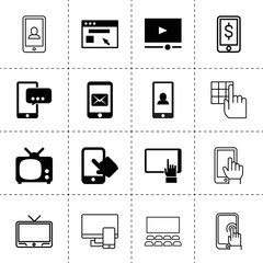 Canvas Print - Set of 16 screen filled and outline icons