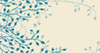 hand drawn ivy and vines in blue on a yellow background vector with leaves climbing up the side border in a floral nature pattern for wedding announcements or invitations