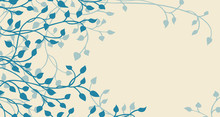 Hand Drawn Ivy And Vines In Blue On A Yellow Background Vector With Leaves Climbing Up The Side Border In A Floral Nature Pattern For Wedding Announcements Or Invitations