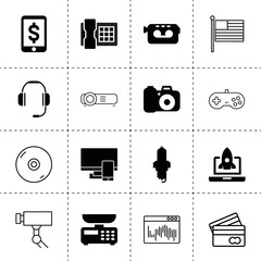 Canvas Print - Set of 16 digital filled and outline icons