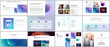 Minimal presentations, portfolio templates with colorful gradient blurs and geometric backgrounds. Brochure cover vector design. Presentation slides for flyer, leaflet, brochure, report, marketing.