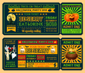 Wall Mural - Halloween ticket template for horror night party