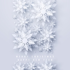 Wall Mural - vector christmas and new year holidays background with realistic looking paper craft snowflakes. sea