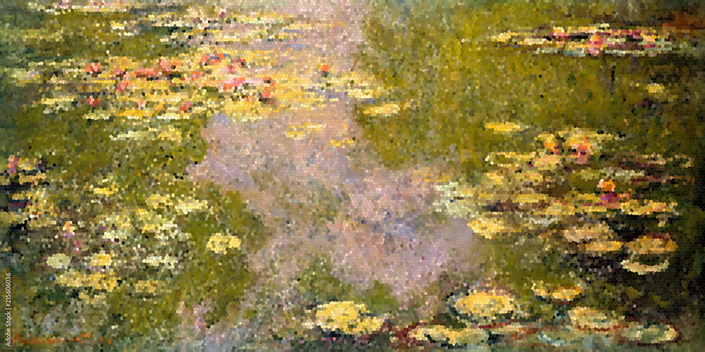 クロード・モネ 睡蓮 ステンドグラスアート の Stock イラスト | Adobe