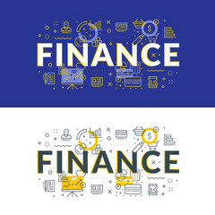 Wall Mural - finance. flat line illustration concept for web banner and printed materials. vector illustration in