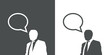 © teracreonte - Icono plano hombre de negocios con comentario en gris y blanco
