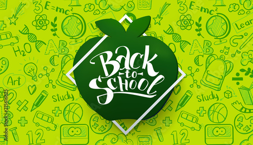 Back To School Horizontal Banner With Hand Drawn Doodle Pattern