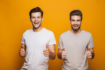 Canvas Print - Portrait of a two happy young men best friends