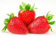 Fresh Three  strawberries close up isolated on white background