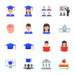Students, education set of vector icons
