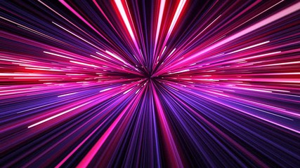 Wall Mural - Beautiful Space Travel Through Stars Trails. Abstract Hyperspace Jump Pink-Blue Color. Digital Design Concept. Looped 3d Animation of Glowing Lines 4k UHD 3840x2160.