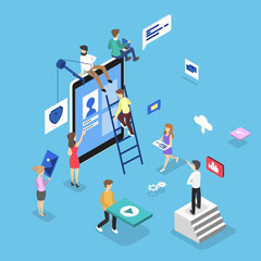 People building mobile website