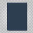 Vector Book cover mock up. Dark blue color. Ready template blank white vertical design template.