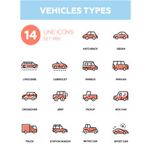 Wall Mural - Vehicle types - line design icons set