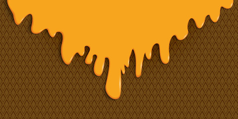 Wall Mural - honey frosting, poured on a chocolate wafer. culinary delights. material design in cartoon style