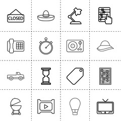 Wall Mural - Set of 16 vintage outline icons