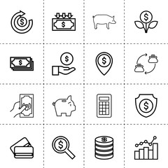 Sticker - Set of 16 financial outline icons