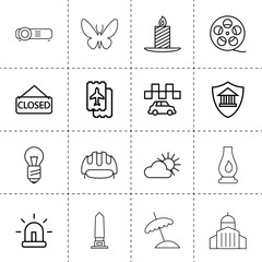 Wall Mural - Set of 16 light outline icons