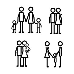 Wall Mural - family members set lines figures vector illustration design