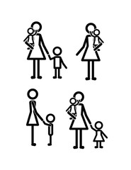 family members set lines figures vector illustration design