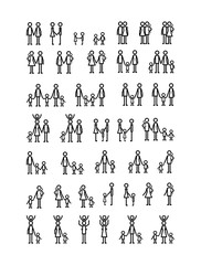 Wall Mural - family members set lines figures vector illustration design