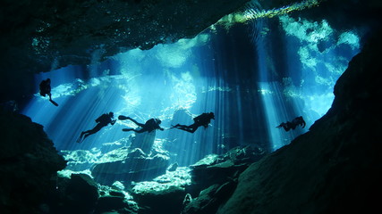 Diving in cenote