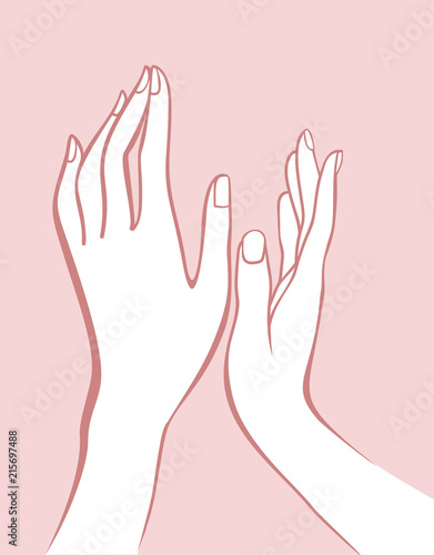 Female Hands Outline Drawing On Pink Background Stock Vector Adobe Stock