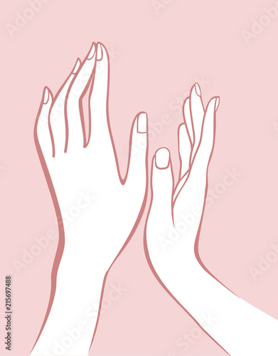 Female Hands Outline Drawing On Pink Background Stock Vector Adobe Stock Female Hands Outline Drawing On Pink Background Stock Vector Adobe Stock