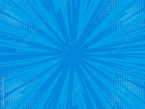 Pop art comic background lightning blast halftone dots. Fototapet