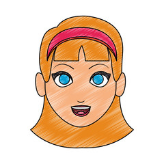 Young woman face cartoon vector illustration graphic design