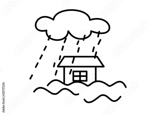 家雲雨洪水 線画 Stock イラスト Adobe Stock