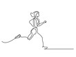 Continuous one line drawing. Sport running woman on white background. Vector illustration.