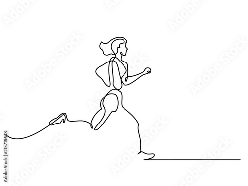 Dekoracja na wymiar  ciagly-jeden-rysunek-linii-sport-dziala-kobieta-na-bialym-tle-ilustracja-wektorowa