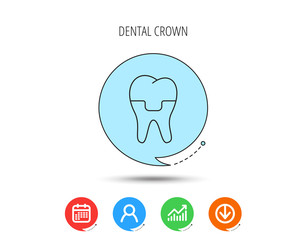 Wall Mural - Dental crown icon. Tooth prosthesis sign.