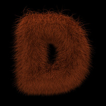 3D Rendering Creative Illustration Ginger Orangutan Furry Letter D