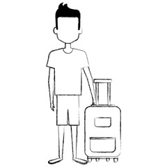 Sticker - young man with travel suitcase