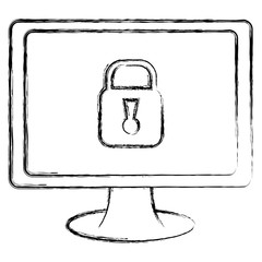 Canvas Print - computer display with padlock