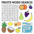Fruits word search game for kids