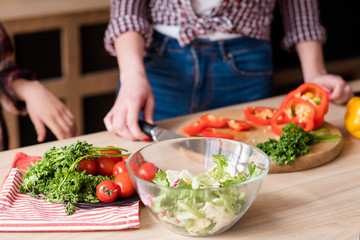 healthy food eating. organic natural vegetables and salad. balanced nutrition. wholesome meal cooking.