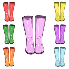 Rubber Boots, Gumboots. Hand Drawn, Vector Isolated Illustration. Protect From Water And Mucky Terrain
