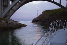 Narrow Passage Out Of Depoe Bay, Oregon Into The Pacific Ocean.