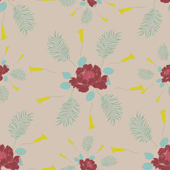 Elegance pattern with flowers and leaf.Floral vector illustration.