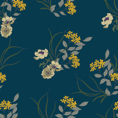 Elegance pattern with flowers and leaf.Floral vector illustration.