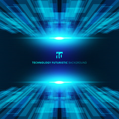 Abstract blue virtual technology concept futuristic digital perspective background with space for your text.