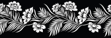 Seamless Black And White Floral Border