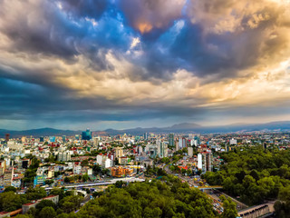 Mexico City - Chapultepec panoramic view - sunset