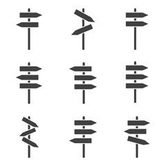 Wall Mural - set of icons of direction indicators in different directions. vector on white background.